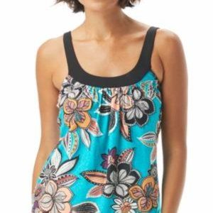 Coco Reef Floral Bikini Top - Black and Blue